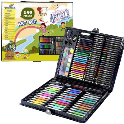 KRISHNIX 150 Pieces Drawing Kit Includes Crayons, Oil Pastels Colored Pencils For Kids(Set of 150, Multicolor)