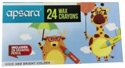 R K SALES Original Apsara 24 Shades Long Wax Crayons, Pack of 10 Sets(Set of 10, Green)