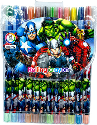 Fullkart Action Figure Rolling Crayon Colorful Sticks for Kids (Set of 12 Colours)(Set of 1, Multicolor)