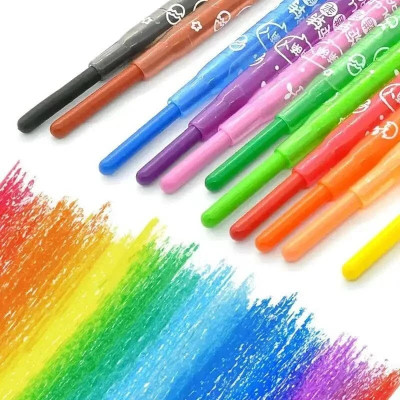 Gomzy Coloring kit Twistable 12 Shades Rolling Crayons Pen(Multicolor)