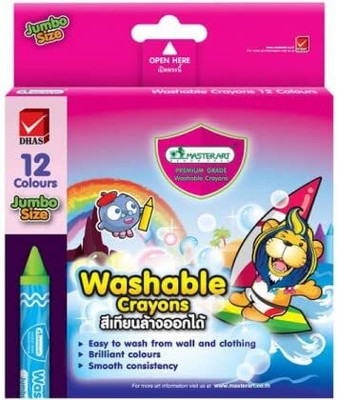 masterart Washable Crayons 12 Colors JUMBO SIZE(Set of 1, Multicolor)