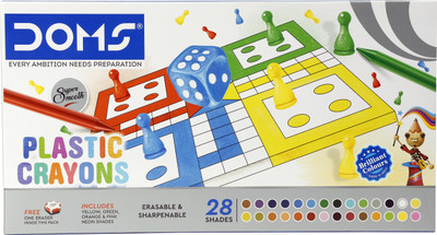 DOMS Non-Toxic 28 Shades Super Smooth Plastic Crayons(Set of 1, Multicolor)