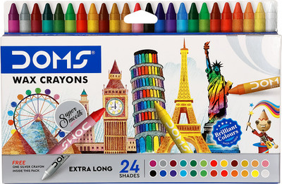 DOMS Long Wax Crayons 24 Shades(Set of 1, Multicolor)