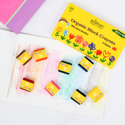 Azafran Organics Block multicolor Crayons (8 Colors)(Set of 1, Multicolor)