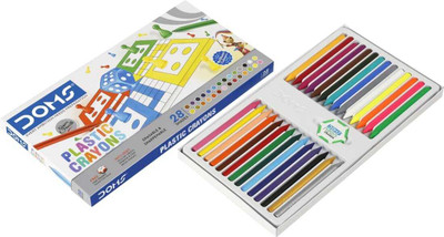 DOMS Plastic Crayons 28 Shades CB(Set of 1, Multicolor)