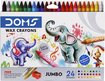 DOMS Jumbo Wax Crayons (24 Shades)(Set of 1, Multicolor)
