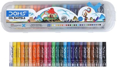 DOMS Non-Toxic Erasable Plastic Crayon Set in Round Tin Box(Set of 25, Multicolor)