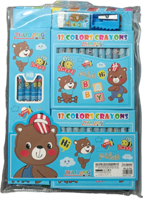 kesar trading bear crayon set(Set of 3, Blue)