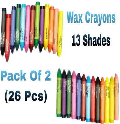 VUVAIL Wax Crayons Extra Long 13 Shades ( 26 pcs ) Bright| School Art Project(Set of 2, Multicolor)