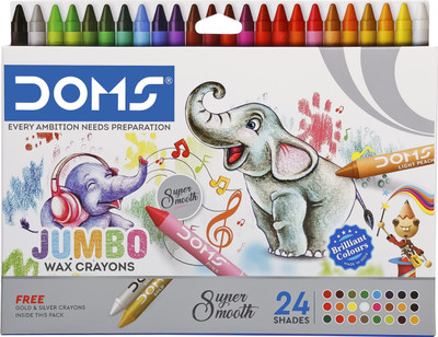 DOMS Tri Jumbo Wax Crayons 24+2 Shades(Set of 1, Multicolor)