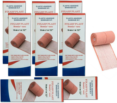 FIXAID Elastic Adhesive Bandage B.P. 10cm*1m (Stretched) | Adhesive Bandage Pack of - 8 Crepe Bandage(10 cm)