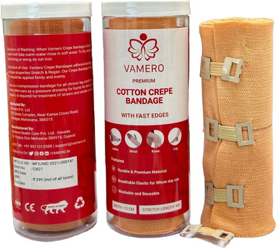 VAMERO Premium Cotton Crepe Bandage (4m x 15 cm)- (Pack of 2) Crepe Bandage(15 cm)