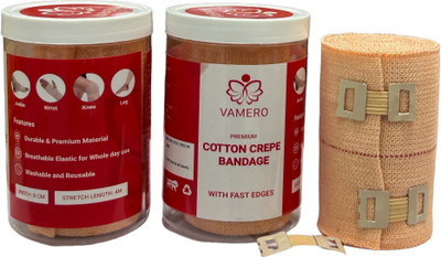 VAMERO Premium Cotton Crepe Bandage (4m × 8cm) - (Pack of 2) Crepe Bandage(8 cm)