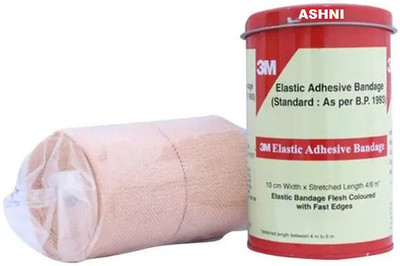 Ashni Adhesive 3M Elastic Bandage 10cm X 6mtr Stretchable Standerd As Per B.P. 1993 Crepe Bandage(600 cm)