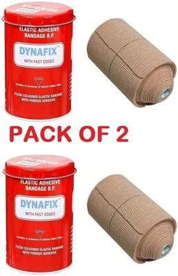 DYNAFIX Elastic Adhesive Bandage B.P. 10 cm X Stretched Length 4/6 m (Pack of 2) Crepe Bandage(10 cm)