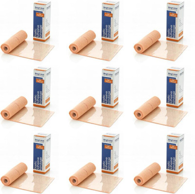 BRIGHT AID Elastic Adhesive Bandage (10cm*1mtr) Pack of 9, Crepe Bandage(10 cm)