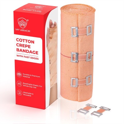 MY ARMOR Premium Cotton Crepe Bandage(4m x 15cm) Crepe Bandage(15 cm)