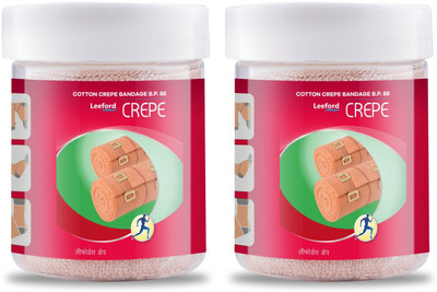 Leeford Cotton Crepe Bandage 6 cm x 4 m stretched ..Pack of 2 Crepe Bandage(6 cm)