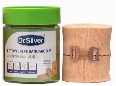 DR SILVER 6cm X 4mt, Pain Relief Garam Patti for Hand, Leg, Wrist, Knee CB-11 Crepe Bandage(6 cm)