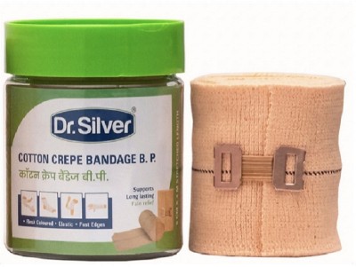 DR SILVER 6cm X 4mt, Pain Relief Garam Patti for Hand, Leg, Wrist, Knee CB-2 Crepe Bandage(6 cm)