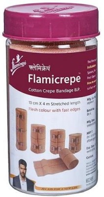 FLAMINGO Flamicrepe Cotton Crepe Bandage,10cm X 4m Stretched Length - pack of 5 Crepe Bandage(22 cm)