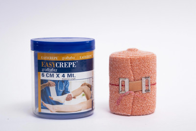EASYAID Crepe Bandage for knee/leg/wrist/ankle/hand/foot support(6cm X 4M) Crepe Bandage