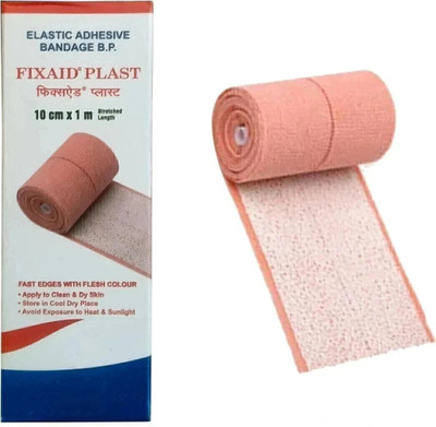 FIXAID Elastic Adhesive Bandage B.P. 10cm*1m (Stretched) | Adhesive Bandage Pack of - 1 Crepe Bandage(10 cm)