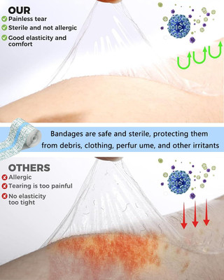 MAITRI ENTERPRISE Transparent Adhesive Bandage Dressing Wound Waterproof Sticker(7CM*10M)M06 Crepe Bandage(7 cm)