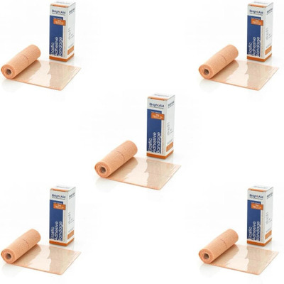 BRIGHT AID Elastic Adhesive Bandage (10cm*1mtr) Pack of 5, Crepe Bandage(10 cm)