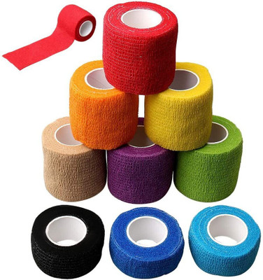 Qpets Non-Woven Self Adhesive Crepe Bandage Strong Elastic Cohesive Tape Set of 9 Crepe Bandage(10.9 cm)