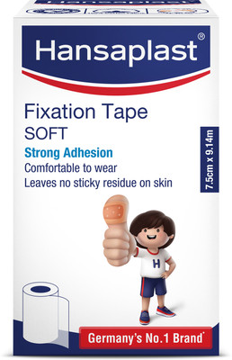 HANSAPLAST Soft Fixation Tape for Wound Dressing | 7.5cm | Strong Adhesion | Easy to Tear Adhesive Band Aid(Set of 1)