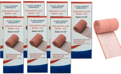 FIXAID Elastic Adhesive Bandage B.P. 10cm*1m (Stretched) | Adhesive Bandage Pack of - 7 Crepe Bandage(10 cm)