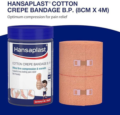 HANSAPLAST Cotton Crepe Bandage B.P. 8cm x 4m Crepe Bandage(8 cm)