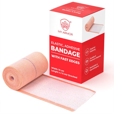 MY ARMOR Premium Elastic Adhesive Bandage (10cm x 4mt) Crepe Bandage(10 cm)