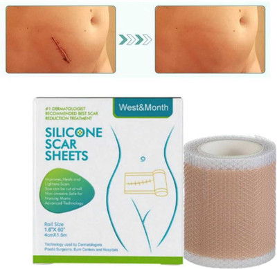 SIMESTICH Silicone Scar Tape Sheets for Scar Removal, Stretch Mark Crepe Bandage(4 cm)