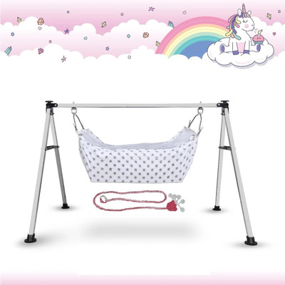Aamivi Baby Cradle Baby Bedding Hanging Swing Cradle with Cotton Hammock with Net(Silver)
