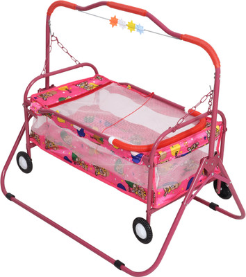 FLIPZON Jhula Palna For New Born Babies | Comfortable Multi-Use Adjustable Cradle - J8(Pink)