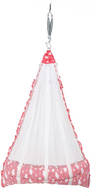 Made2Craft Baby Sleep Swing Cradle with attached Mosquito net and Spring(Pink)