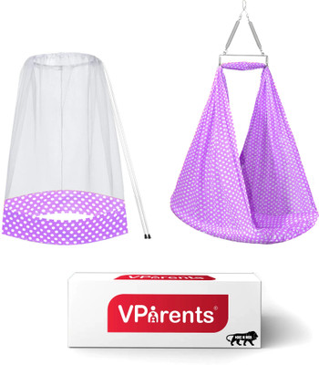 VParents Toddler Baby Swing Cradle with Mosquito Net and Spring(Purple)