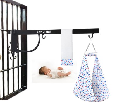 A to Z Hub Baby Swing Cradle Jhula with Mosquito Net Spring and Metal Window Cradle Hanger(Blue)