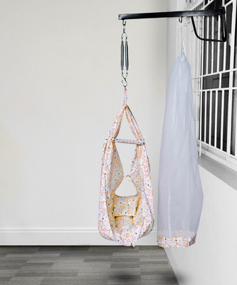 SafeChamp Shower Baby Swing With Mosquito Net, Pillow, Spring And Metal Window Hanger.(Yellow)