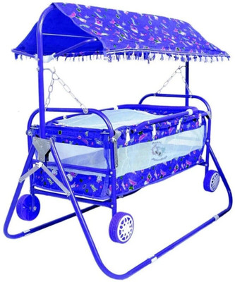 ckone global FOLDABLE BEST QUALITY BABY CRADLE Baby Jhula WITH SWING(Blue)