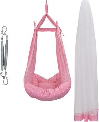 Kian BABY CLASSIC NET SWING CRADLE WITH SPRING(Pink)