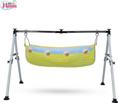 Baby's Heaven Stainless Steel Nri Swing Cradle with Mosquito Net Jholi - L/W/H-125/98/88cm(Yellow)
