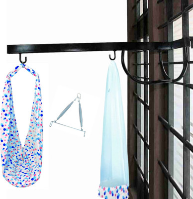 Kian Baby net swing cradle with spring and window hanger(Blue)