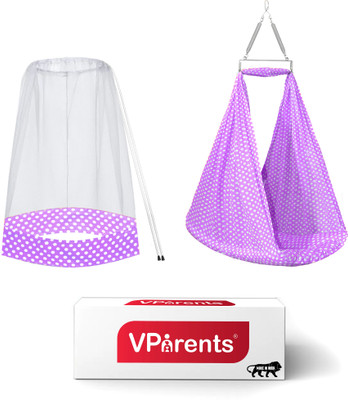 VParents Toddler Baby Swing Cradle with Mosquito Net and Spring(Purple)