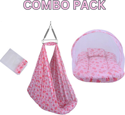 Kian BABY NET SWING CRADLE ,MOSQUITO NET BED COMBO PREMIUM QUALITY(Pink)