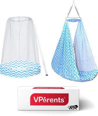 VParents Cherub Baby Swing Cradle with Mosquito Net and Spring(Blue)