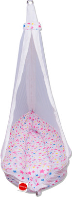 VParents Joy baby cradle with Attached bed and Mosquito net(Pink)