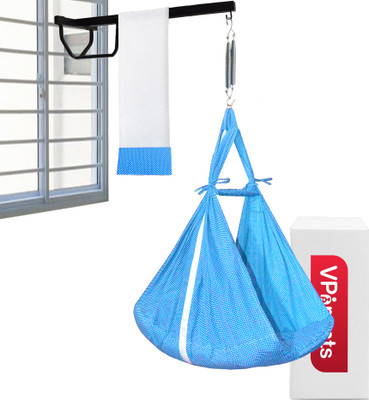 VParents Infant baby Swing cradle with Mosquito net spring and metal Window cradle Hanger(Blue)